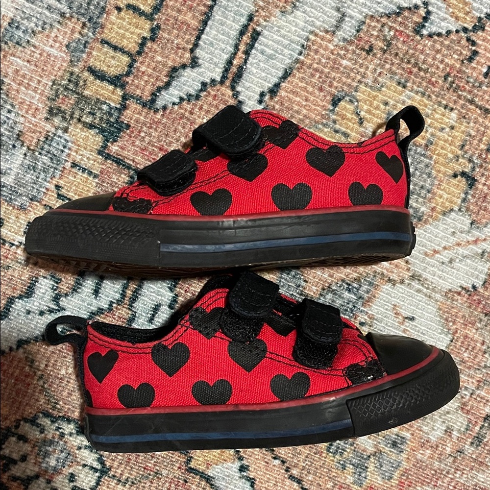 Stylish Kids Red and Black Heart Sneakers